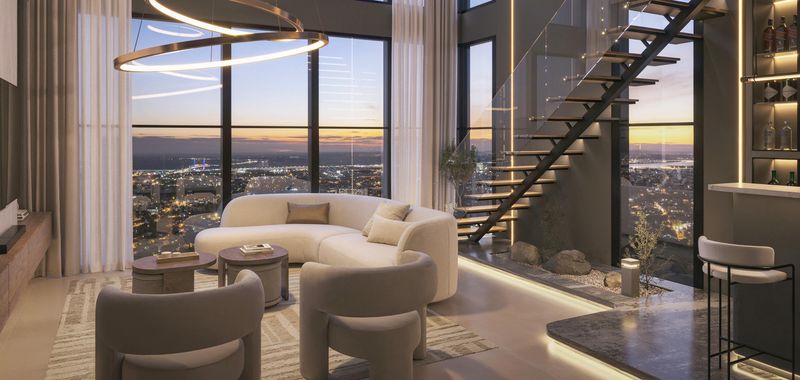 Interior de apartamento de lujo al atardecer