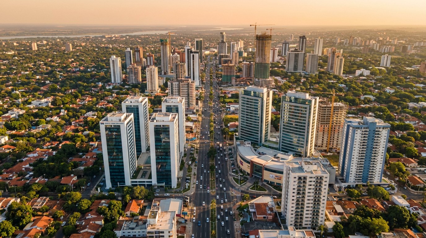 Asunción hoy, con torres residenciales y grúas de obra